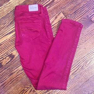 Abercrombie Kids Girls Sz 14 Slim Red Denim Jeans